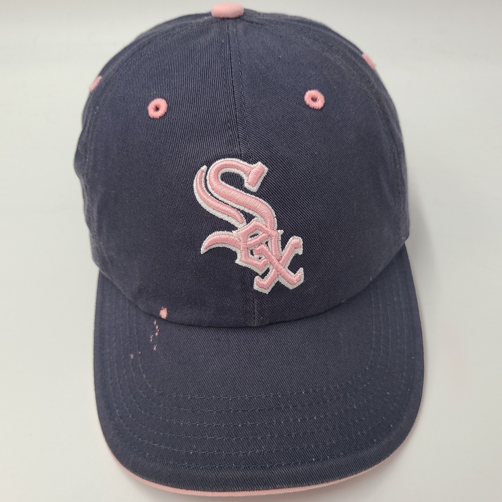 Women Chicago White Sox Hat Strapback Fan Favorite Blue Pink MLB Logo Distressed